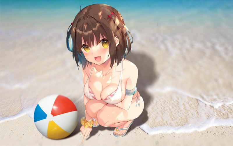 Anime girls on the beach