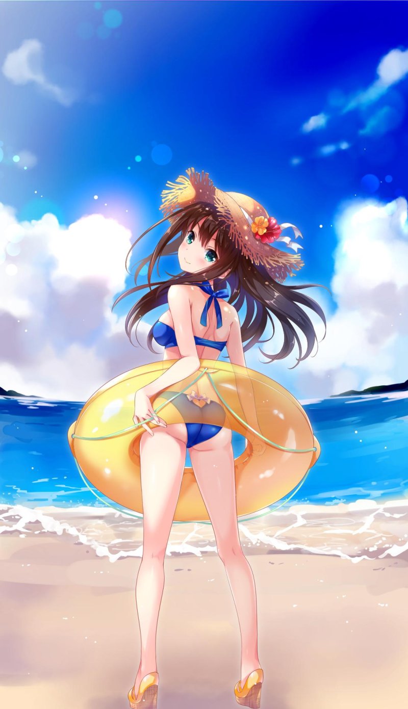 Anime girl on the beach