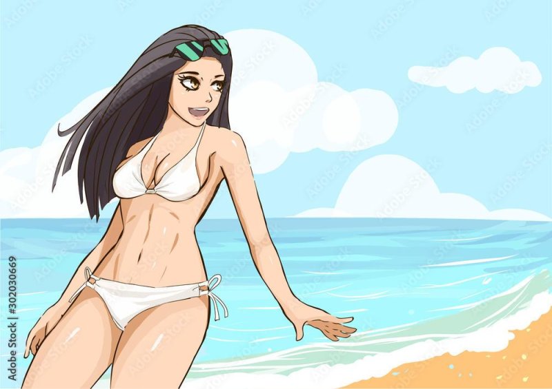 Girl in bikini drawing