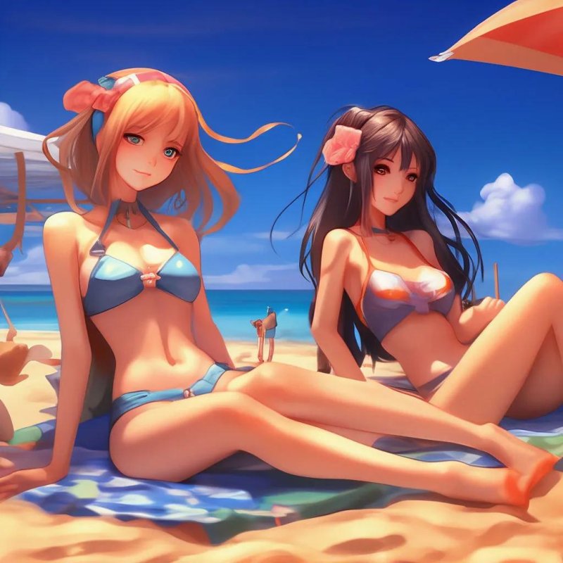 Anime girls are beautiful in swimsuits