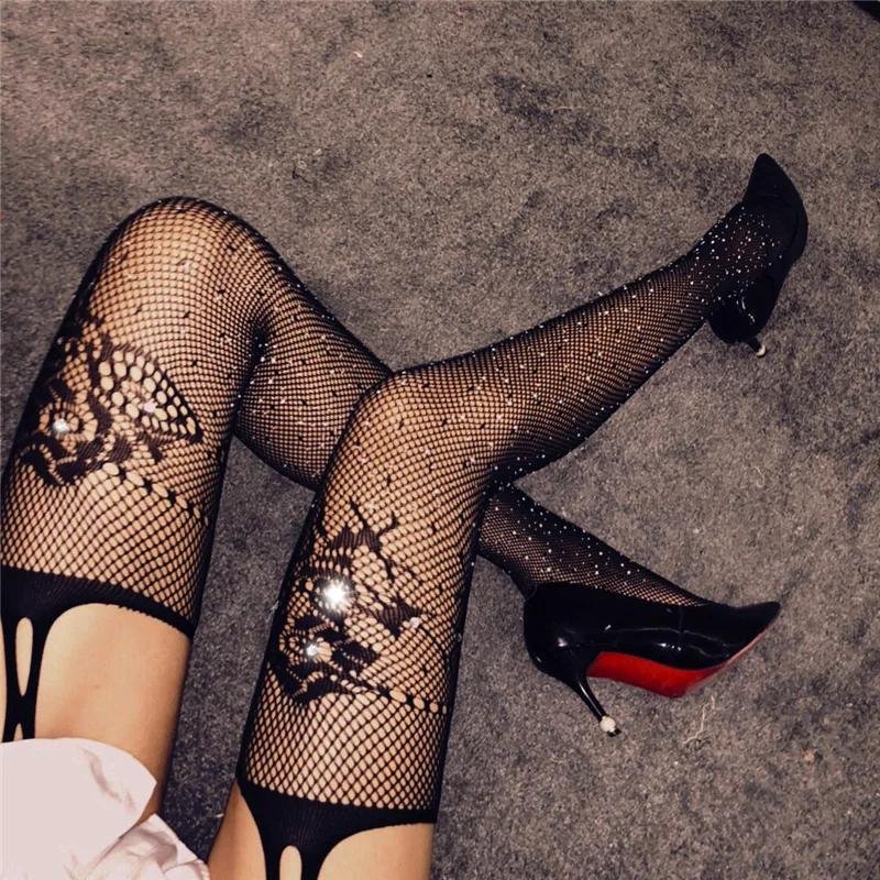 Tights with rhinestones