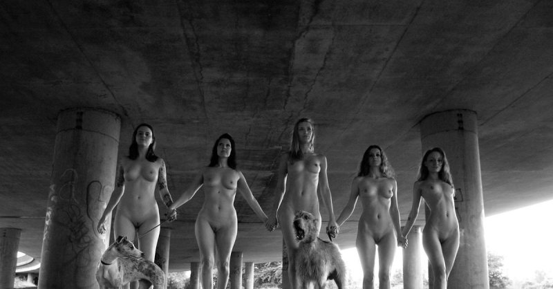 Group photo shoot in the style of nude