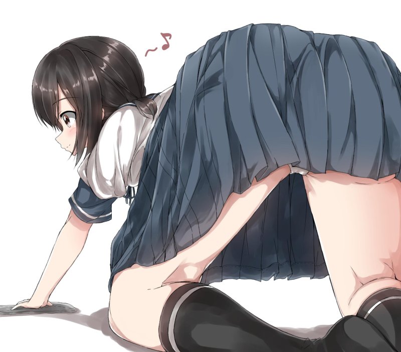 Anime girl shows panties