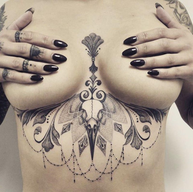 Tattoo between the sternum of girls