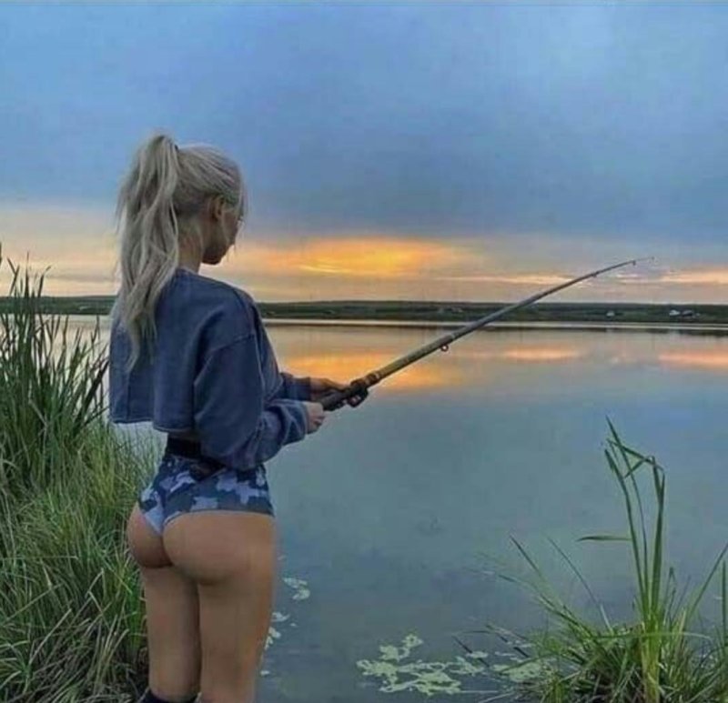 Beautiful girls on fishing