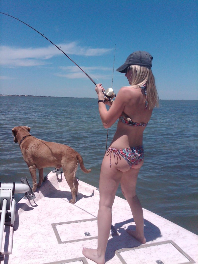Girl catches fish